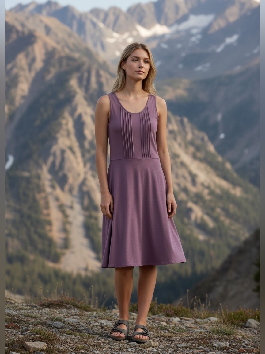 Fair Indigo Organic Pima Cotton Dress Plum Eggplant Purple S — image 2 of 8
